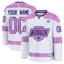 Men's Fanatics Los Angeles Kings Custom White Custom 2024 Hockey Fights Cancer Practice Jersey - Premium